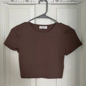 Aritzia Brown Contour Crew Crop T-Shirt